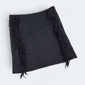 Chelsea & Violet Girls Black Fringe Skirt Size Medium Faux Suede Boho